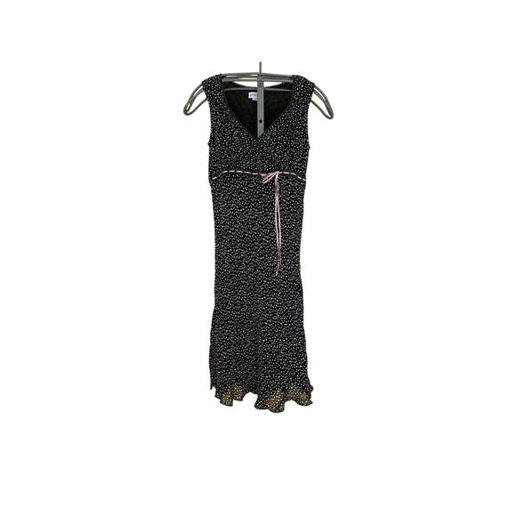 Motherhood Maternity Dresses & Skirts - Y2K 90s Slip Dress Womens M‎ Polka Dot Black Midi Flowy Baby Doll Dainty Ribbon